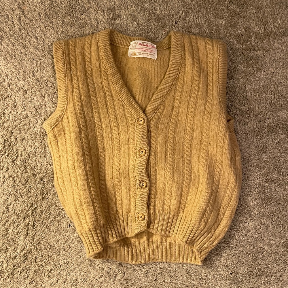 Vintage wool vest. Light brown with functional buttons. Fits like an XS.